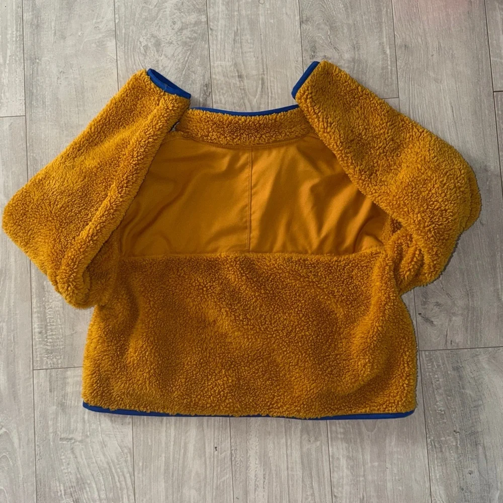 Nike Yellow-Orange Sherpa Quarter-Zip Pullover with Blue Trim Youth